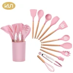 Kitchen Accessories Kitchenware cooking utensil set Silicone Kitchen Utensil Set With Wooden Handle