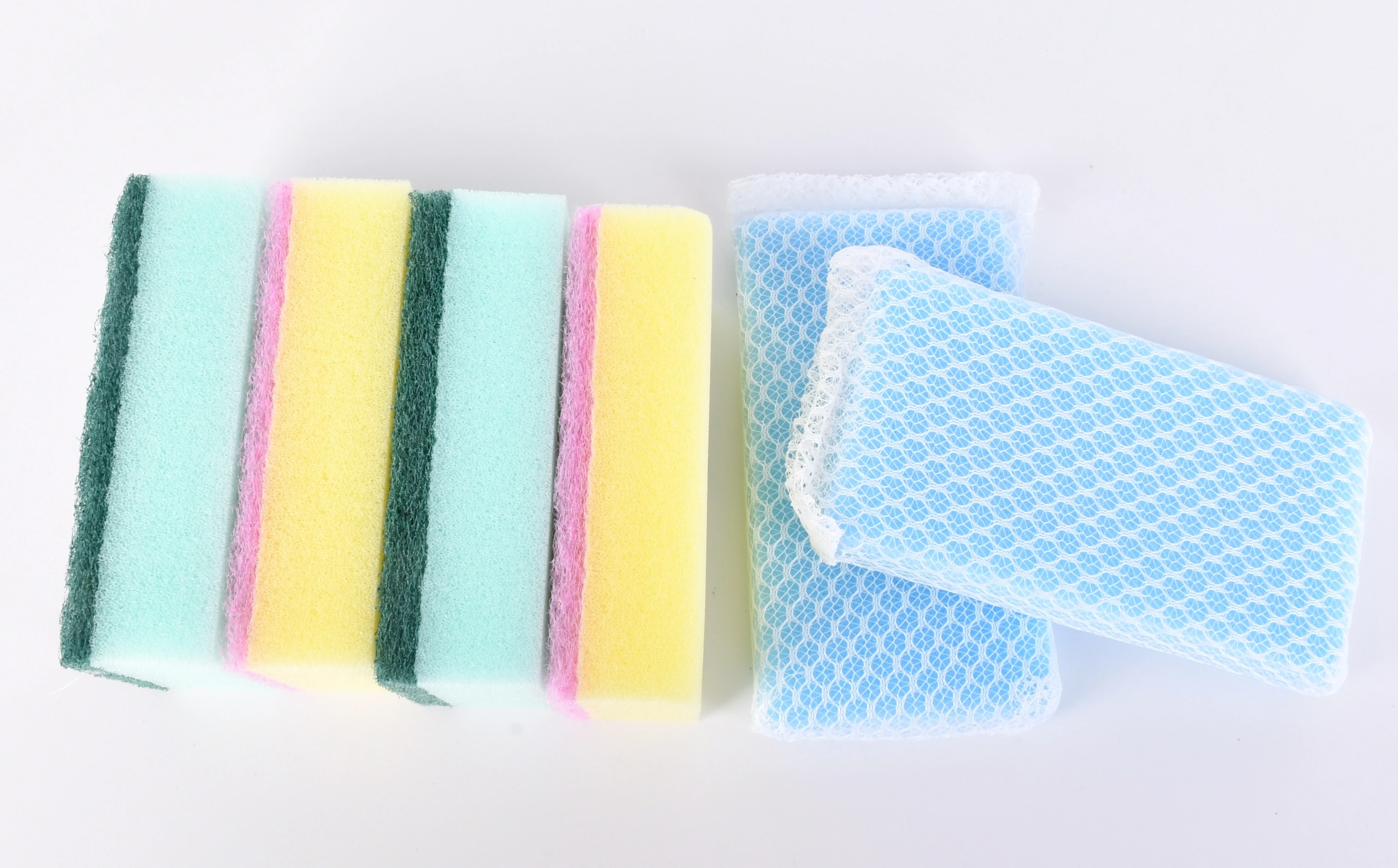 kitchen scouring pad sponge and mesh sponge 6 pcs