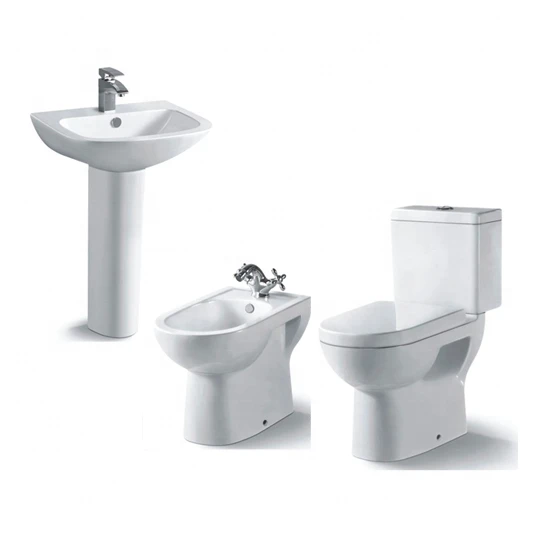 komoditi commode basin sanitary ware south america hot sales siphonic one piece s-trap 300 mm toilet bowl set