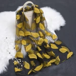 Korean Version Of The Organza Cut Flower Scarf Stitching Leaves Pattern Silk Shawl Women Square Scarf