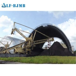 Large span galvanized light steel structure outdoor arched dry coal shed storage