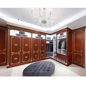 Large storage luxury modern style open wooden wardrobe for bedroom