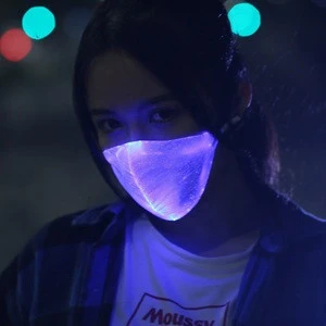 LED Fiber Optic Fabric Light Up Face Mask for Halloween and Christmas Party