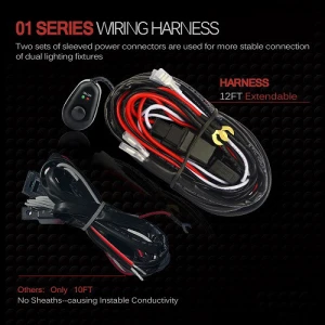 LED Light Bar Wiring Harness Kit for Off Road with Power 40A Relay Fuse ON-OFF Switch