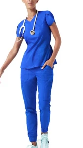 LINNA designer OEM Manufacturer sells bevel zipper design for ladies scrub  and nurses uniform suit