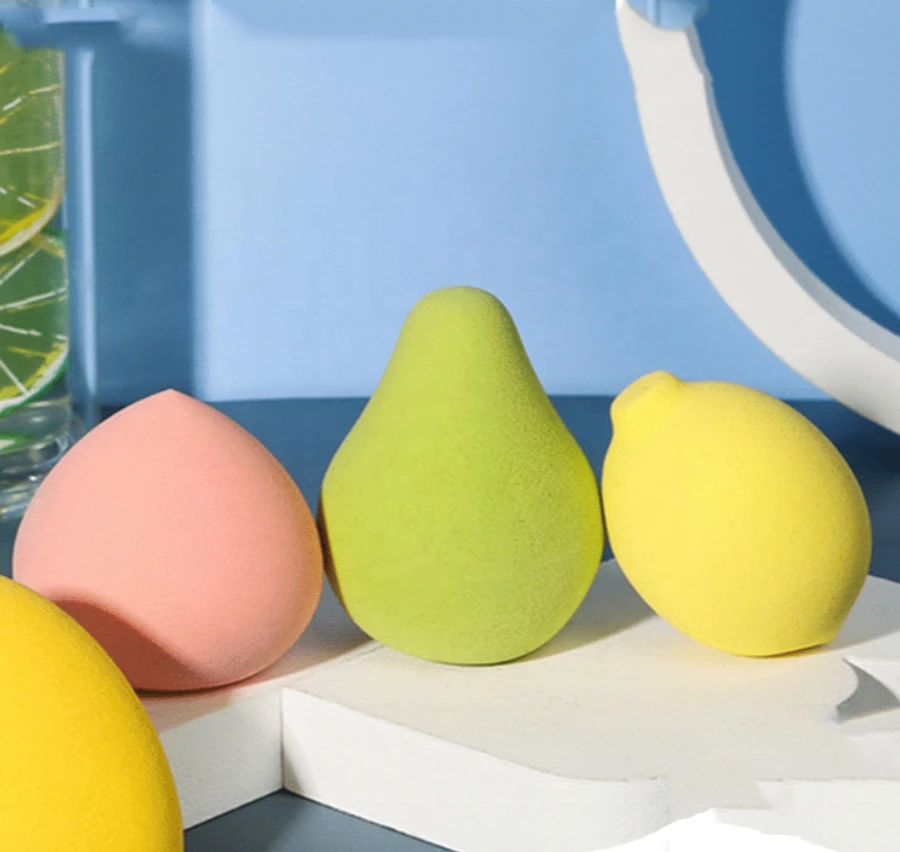 Lirong NEW Fruit Shaped Latex-free Beauty Blending 3pcs Gift Box Package Foundation Cosmetic Puff Blender Makeup Sponge Set