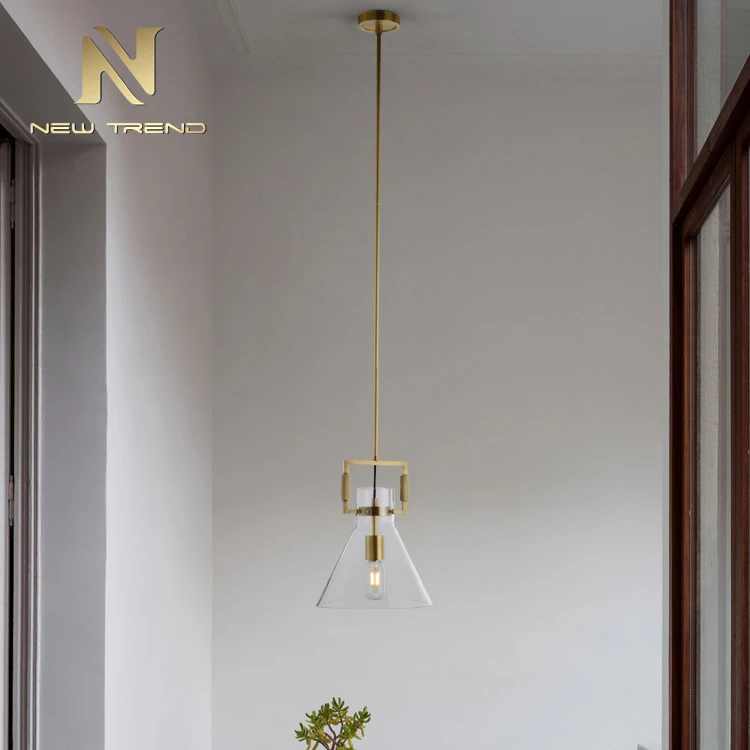 Low Price Hotel Style Retro Energy Saving Copper Glass LED Chandelier Pendant Lamp