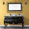 Luxury antique wood bathroom vanity with double bowl in black bathroom furniture WTS147