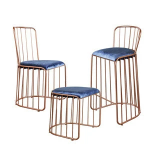 Luxury design Velvet Fabric gold Stainless Steel Golden wire frame Bride Veil Bar chair