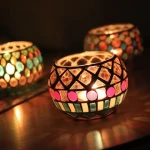Luxury Hand Blown Candle Jar And Box Color Round Glass Mosaic Candle Jar
