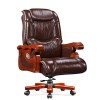 Luxury High Back PU Boss Big and Tall Executive Manager Over Sized Brown Office Faux Desk Wooden Office Swivel Reclining Genuine Leather CEO Chair