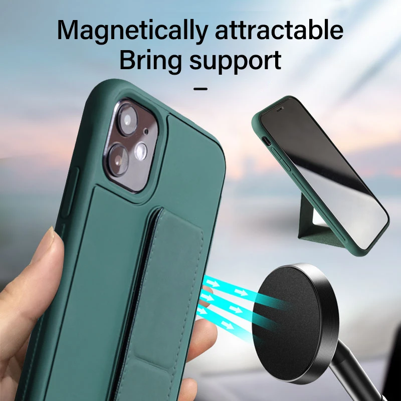 Luxury Silicone Car Magnetic Holder Phone Case For iPhone 11 Pro XS Max XR X 8 7 Plus Ultra-thin Leather Fold Stand Cover