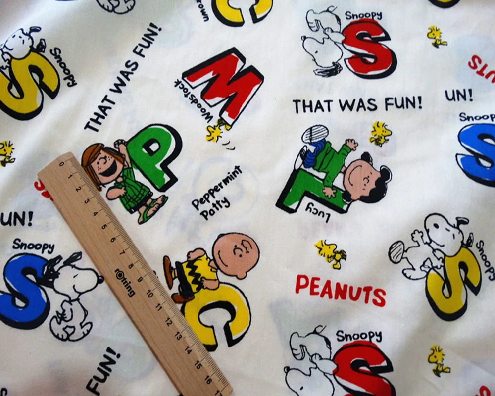 Made in China linen_cotton_fabric cartoon snoopy design