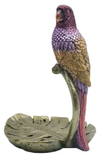 Made In China Superior Quality polyresin parrot decoration w. leaf plate art status