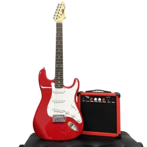 Malubly Musical instrument ST Red Electric Guitar Pack/Guitar Set/Guitar kit with 20 Watt Amplifier, Tuner, Capo, Gig bag, Strap
