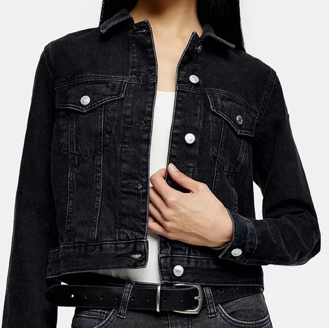 Manufacturer Fashion Ladies Customize Black Jean Crop Top Long Sleeve Womens Denim Jackets