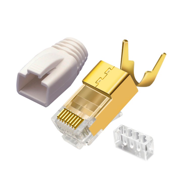 Manufacturer Hot sale rj45 wire connector FTP CAT7 cat8 gold plated shielded rj45 connector for patch cord making