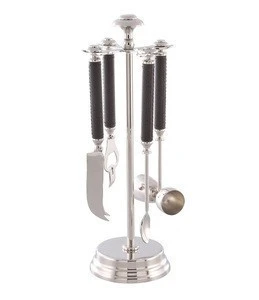 Marble / Steel / Brass / Beads Bar Tools Set w/Stand