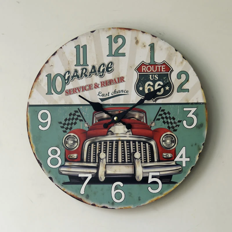 MDF Vintage Wall Clock Rustic Clocks14&quot; World Wall Clock