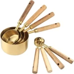 Measuring Spoon Set Wooden Handle Stainless Steel Measuring Cups Spoons Baking Tools Coffee Bartending Scale Kitchen Accessories
