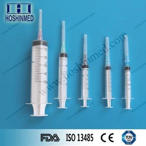 Medical plastic types and sizes of needles and syringes with luer lock