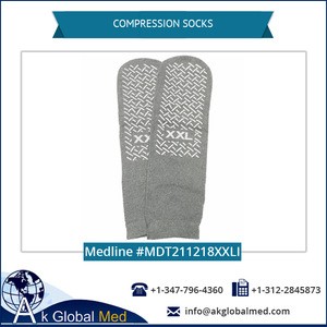 Medline MDT211218XXLI XX-Large Grey Safety Skids Slippers Compression Socks