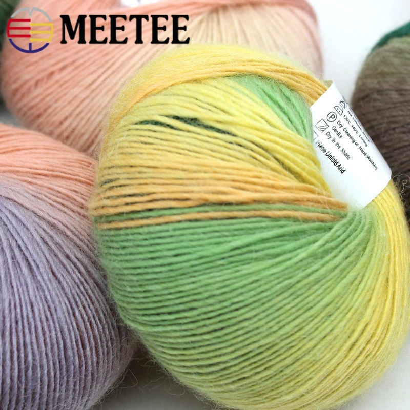 Meetee AP500 2balls Colorful Wool Yarn Hand-woven Crochet Cashmere Wool Blend Yarn Knitting Creative Handmade Sweater