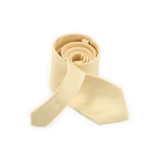 Men Fashion Microfiber Woven Jacquard Solid Yellow Tie