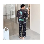 Men pajamas Spring summer ice silk parallel universe short sleeve trousers thin astronaut leisure home wear