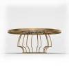 Metal stainless steel round tempered glass coffee table with golden legs