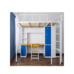 Metal Wooden Cold Rolled Steel MDF Ladder Bookcase Cabinet Single Loft Bed with Desk