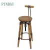 Metal Wooden Industrial Bar Chair Rustic Vintage Style Bar Stool With Seating Height Adjustable