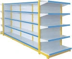 Metallic Material Gondola Shelving , Supermarket Shelf , White Slatwall Back Gondola Shelves