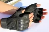 Military tactical hard rubber knuckle mitten half finger hunting gloves