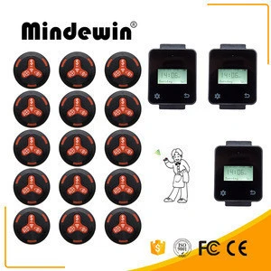 Mindewin Intelligent System Touch Screen Wireless Wrist Watch Pager And Quecing Call Button