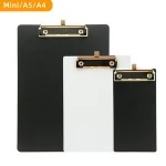 Mini A5 A4 Plastic Clipboard Gold Metal Clip PP Foam Single Clipboard With Pen Holder