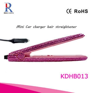 Mini car charger hair straightener with crystals