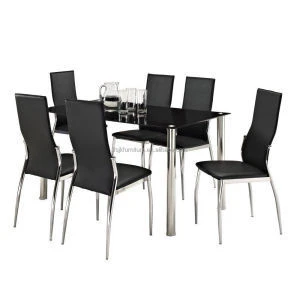 Modern cheap glass dining table and 6 chairs room set