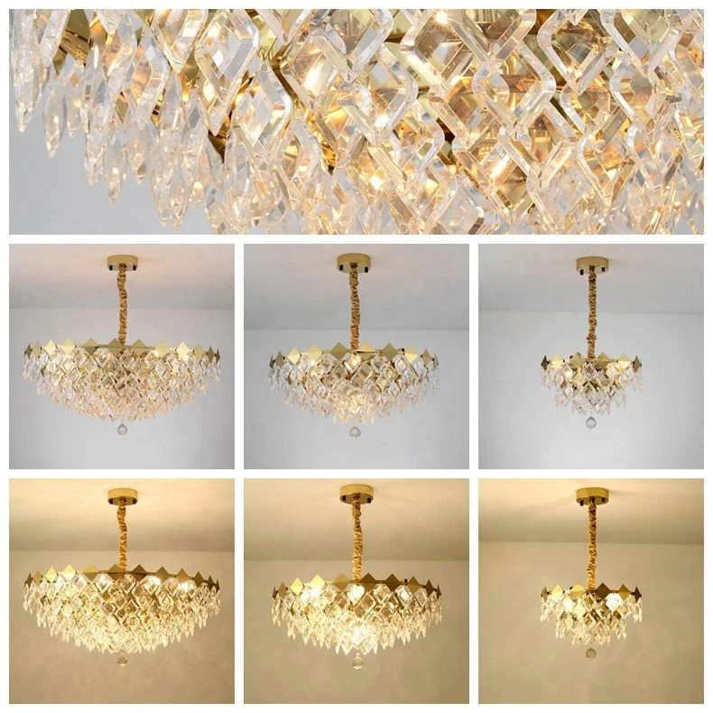Modern circle Wedding decor indoor lights E14 pendants bead ornament low ceiling crystal chandelier
