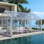 Modern Design Tiny House Prefabricated Aluminum Gable Sunroom Expandable Container House Veranda Greenhouse Glass Outdoor Use
