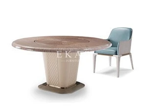 Modern Luxury Design Wood Royal Round Dining Table With Rotating Centre