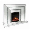 modern sparkle electric LED burning floating mirrored crushed crystal fireplace