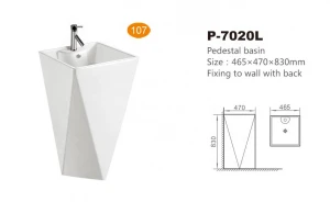 Modern square pedestal washing hand basin/ sink for bathroom