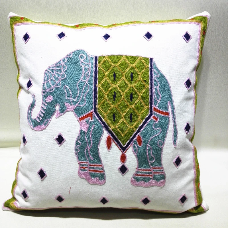 Moroccan tropical Cotton premium antique sofa cushion cover, Crewel Embroidery Design cushion pillow cover