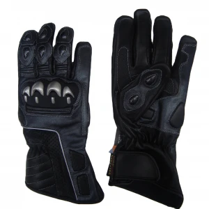 Motorcycle Motorbike Leather Carbon Knuckle Racing Leather  Gloves