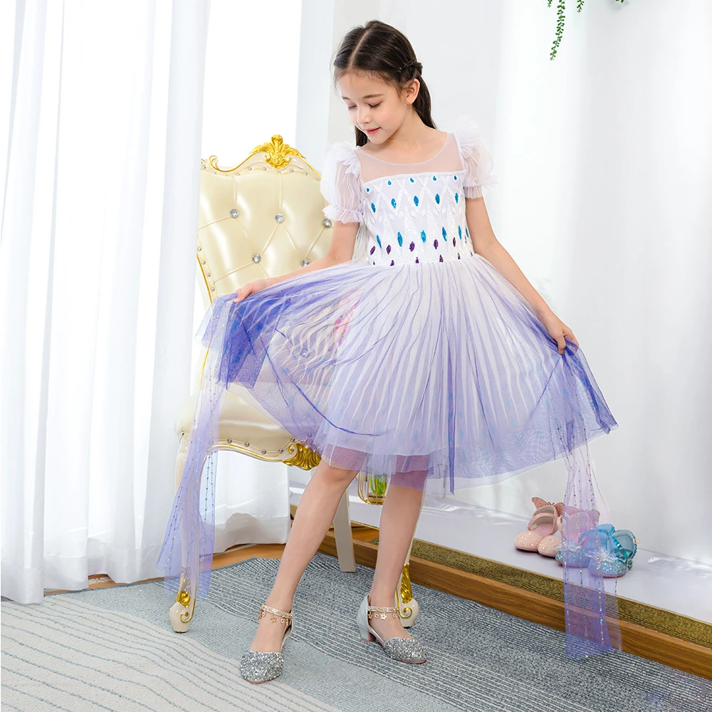 MQATZ Hot Sale Halloween Elsa Anna Princess Girls Dress Fancy Role Play Kids Cosplay Costume Cotton Children Dresses