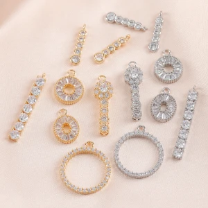Multi-style gold silver color zircon pendant diy necklace earrings jewelry making accessories,M1011,10 pcs/lot