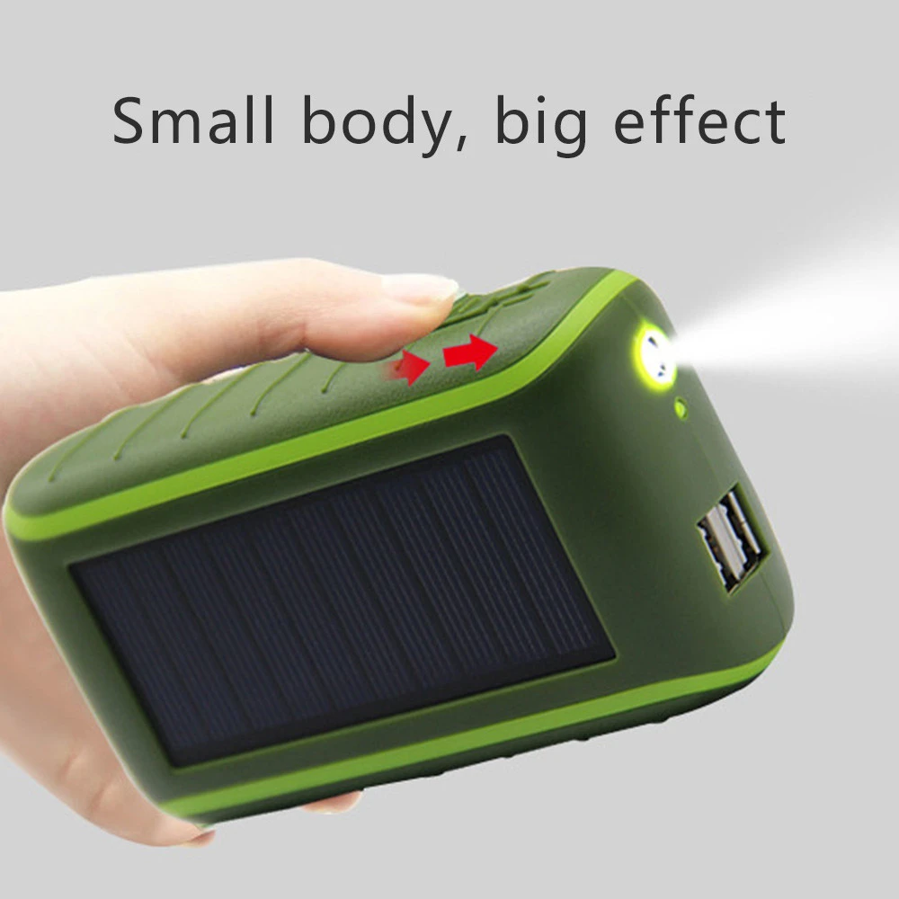 Multifunctional Portable Waterproof LED Flashlight  Hand crank solar power bank
