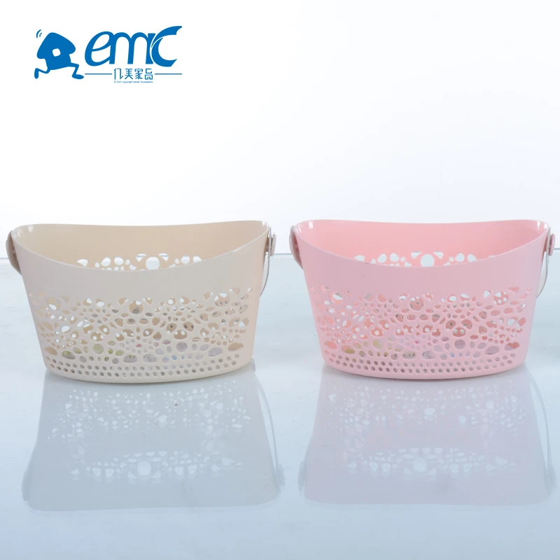 Multipurpose patterned small plastic storage basket with adjustable handles