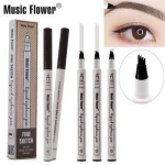 Music Flower Patented Microblading Eyebrow Tattoo Pen Waterproof Fork Tip Eyebrow Ink Pen 4 Heads Liquid Eyebrow Pen